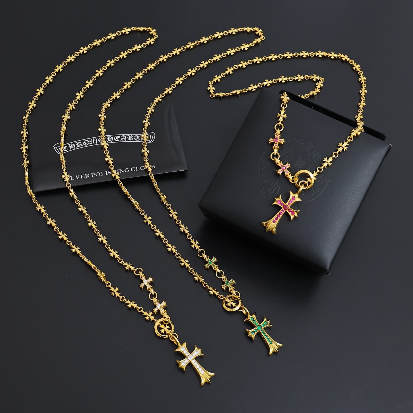 Chrome Hearts Chroma Heart Gold Plated Cross Pendant Necklace Chrome Hearts Chroma Heart Gold Plated Cross Pendant Necklace
